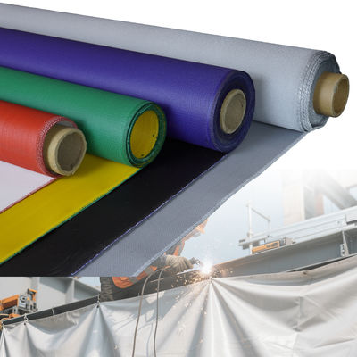 PU Coated Fiberglass Fabric with 1m/1.3m/1.5m/1.52m/1.55m Width Blue/Black Color and Twill Weave for Fireproof Reinforcement