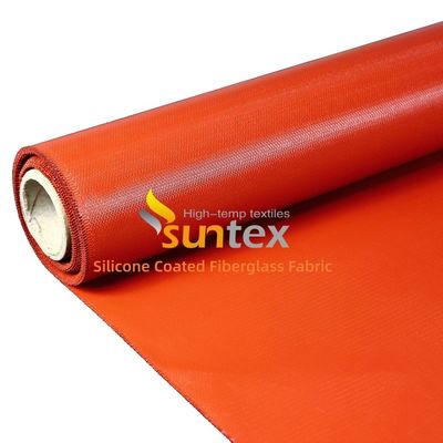 Weatherproof Water Repellent Silicone Coated Fiberglass Fabric with 50 m / 100 m Roll Length for High Temperature Thermal Insulation