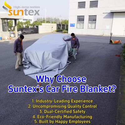 6x8 Gray EV Car Fire Blanket with 550℃/1000℃ Thermal Resistance and Oxygen Deprivation for Electric Vehicles