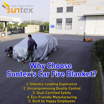 EV Car Fire Blanket with 550℃/1000℃ Thermal Resistance for Oxygen Deprivation and Easy Two-Person Deployment