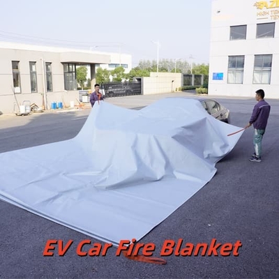 ผ้าคลุมไฟ EV สีเทา ทนความร้อน 550℃/1000℃ สำหรับไฟไหม้แบตเตอรี่ลิเธียม