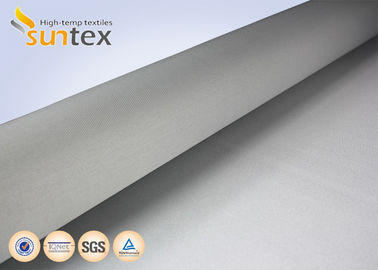 1 ด้าน 0.65 มิลลิเมตร PU เคลือบไฟเบอร์กลาสผ้าสีเทาเงินสำหรับผ้าห่มไฟฟ้า Fireproof Curtains