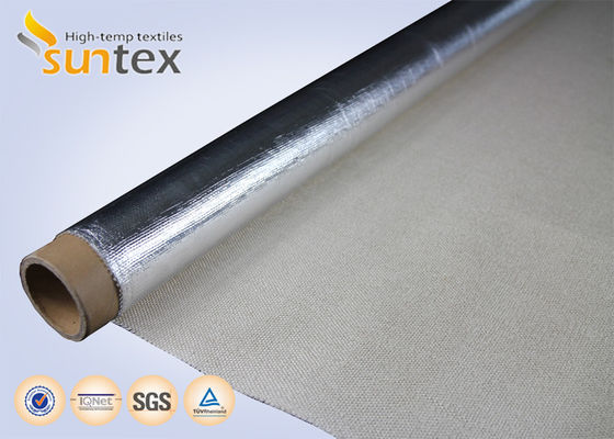 0.4 มิลลิเมตร 550 °C ความร้อนสะท้อนความร้อน ผ้าใยแก้ว ผิวเคลือบอะลูมิเนียม SUNTEX