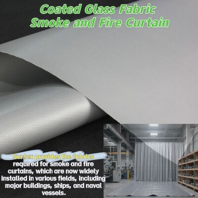 EN-13501 ผ้าม่านไฟที่ได้รับการรับรอง ทนต่ออุณหภูมิ 550 °C และเคลือบซิลิโคนเพื่อป้องกันไฟ