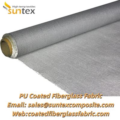 เนื้อผ้าใยแก้วเคลือบ PU กันไฟทนความร้อน ทนอุณหภูมิ 550 °C และสีเทาเงิน