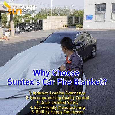 EV Car Fire Blanket with 550℃/1000℃ Thermal Resistance for Oxygen Deprivation and Easy Two-Person Deployment