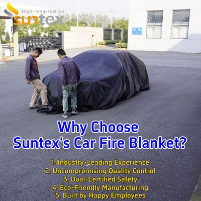 ผ้าห่มไฟรถยนต์ EV สีเทาที่มีความทนทานต่อความร้อน 550 °C/1000 °C สําหรับความปลอดภัยจากไฟจากการขาดออกซิเจน
