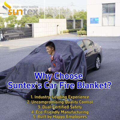 Suntex EV Car Fire Blanket with 550℃/1000℃ Thermal Resistance for Oxygen Deprivation and Portable Lithium-ion Battery Fire Control